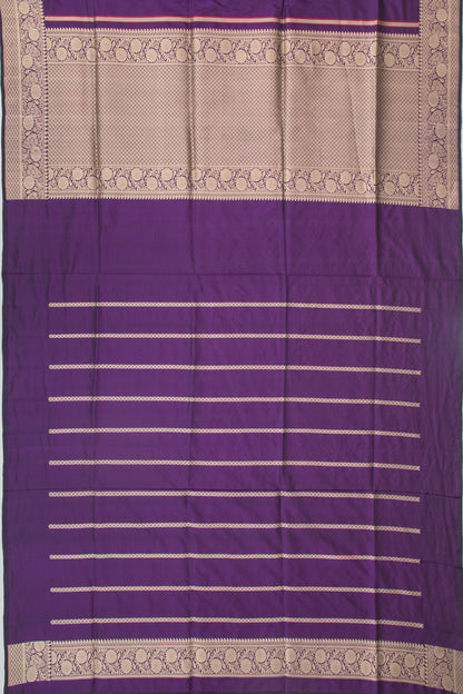 Banarasi Silk Vertical Lines And Butta Purple Saree