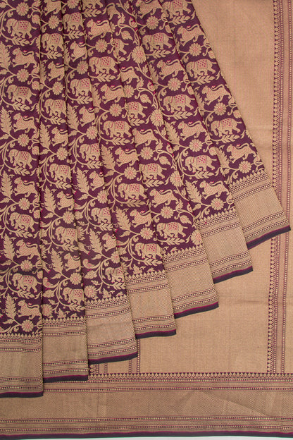 Banarasi Silk Shikargah Jaal Purple Saree