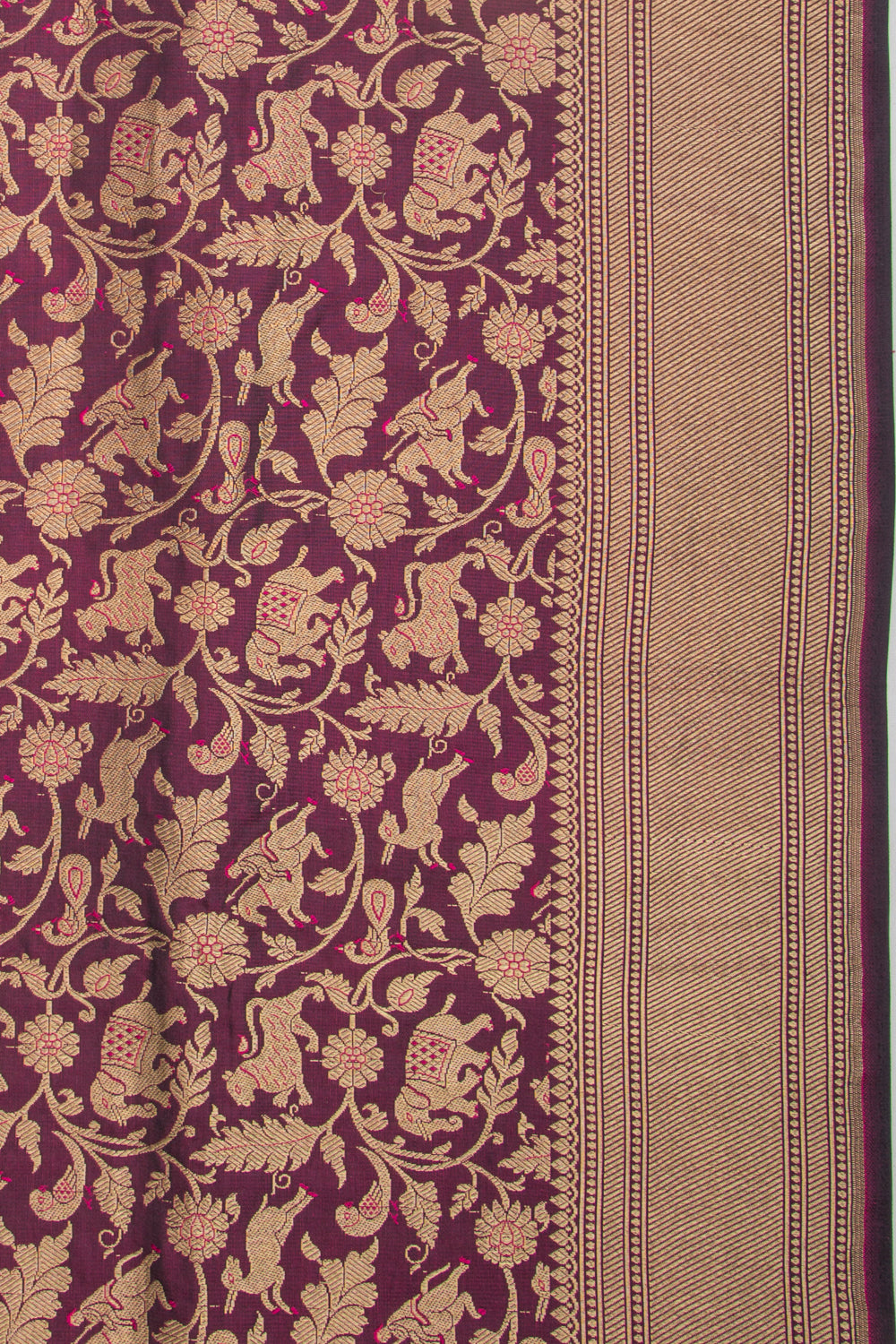 Banarasi Silk Shikargah Jaal Purple Saree