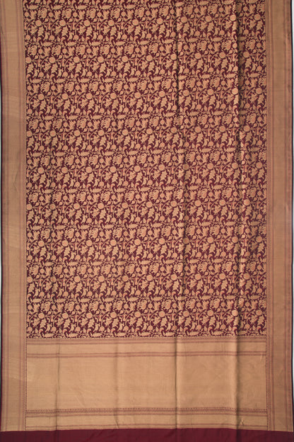 Banarasi Silk Shikargah Jaal Maroon Saree