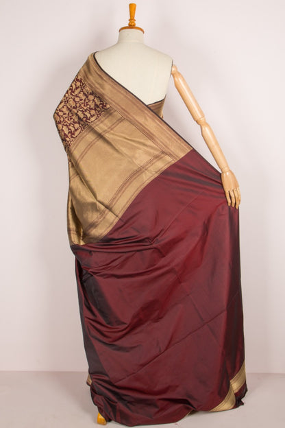 Banarasi Silk Shikargah Jaal Maroon Saree