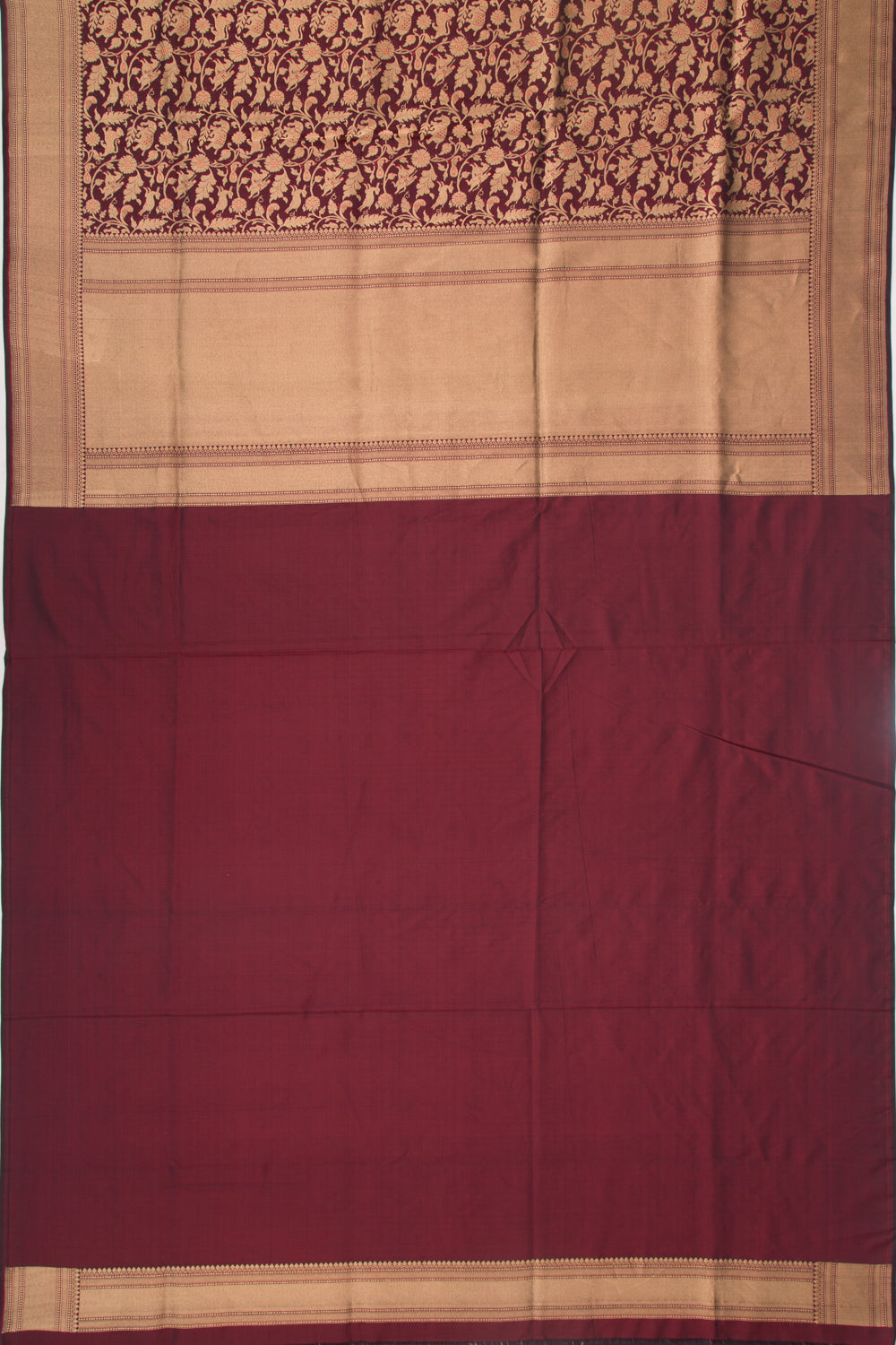 Banarasi Silk Shikargah Jaal Maroon Saree