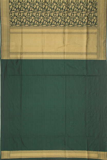 Banarasi Silk Shikargah Jaal Bottle Green Saree