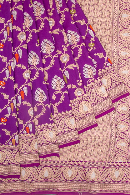 Banarasi Silk Brocade Purple Saree