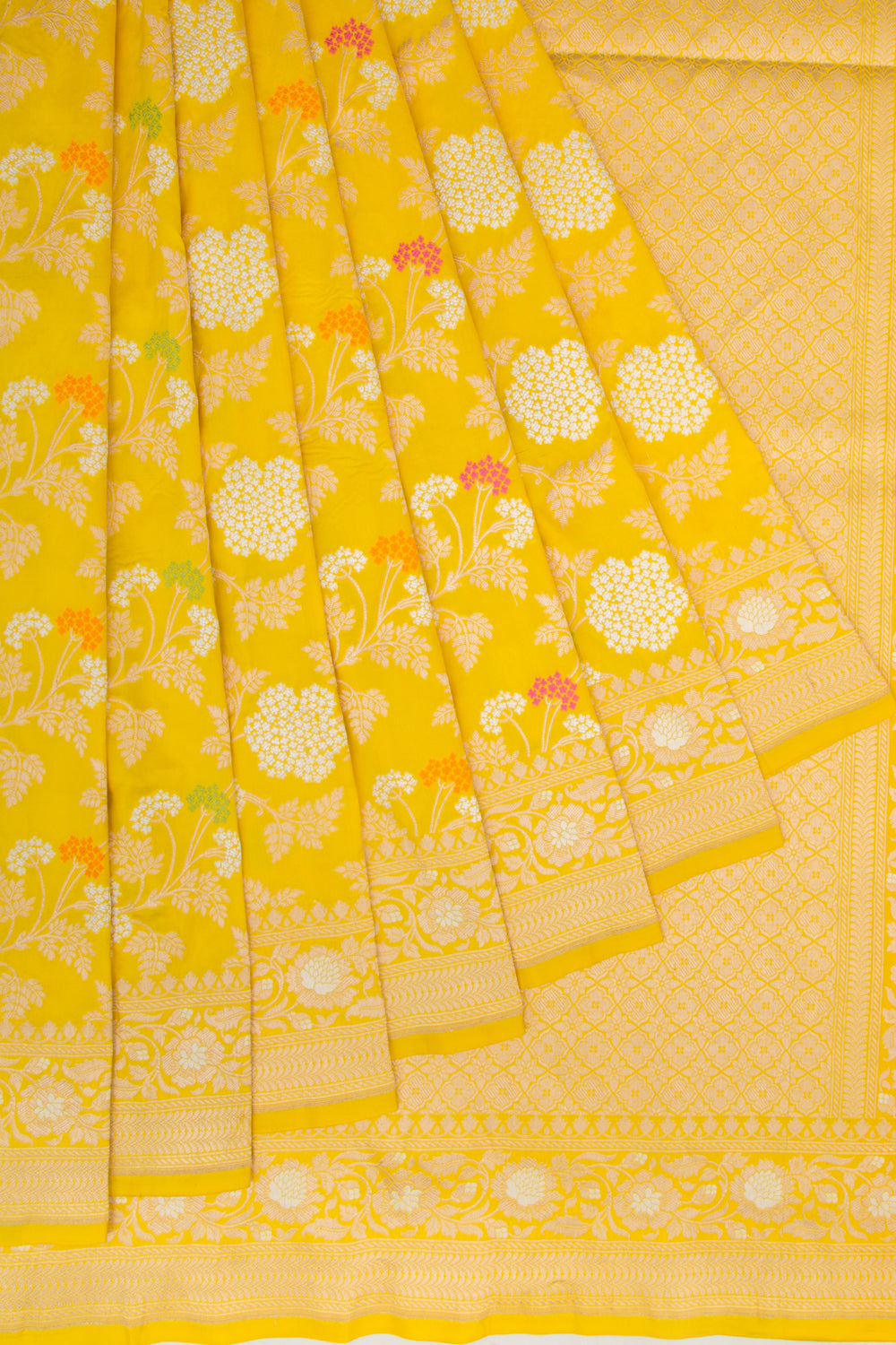 Banarasi Silk Jaal Yellow Saree