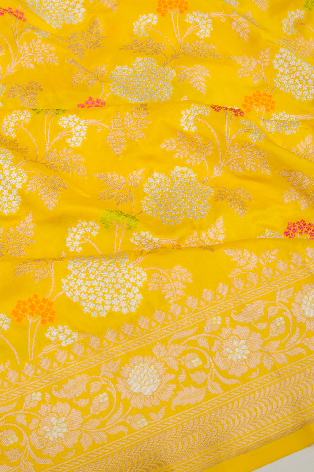 Banarasi Silk Jaal Yellow Saree