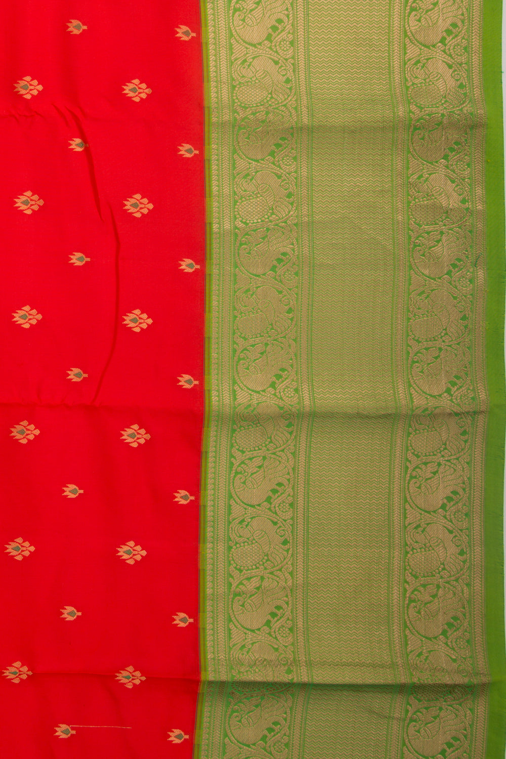 Taranga Kanchi Silk Butta Tomato Red Saree