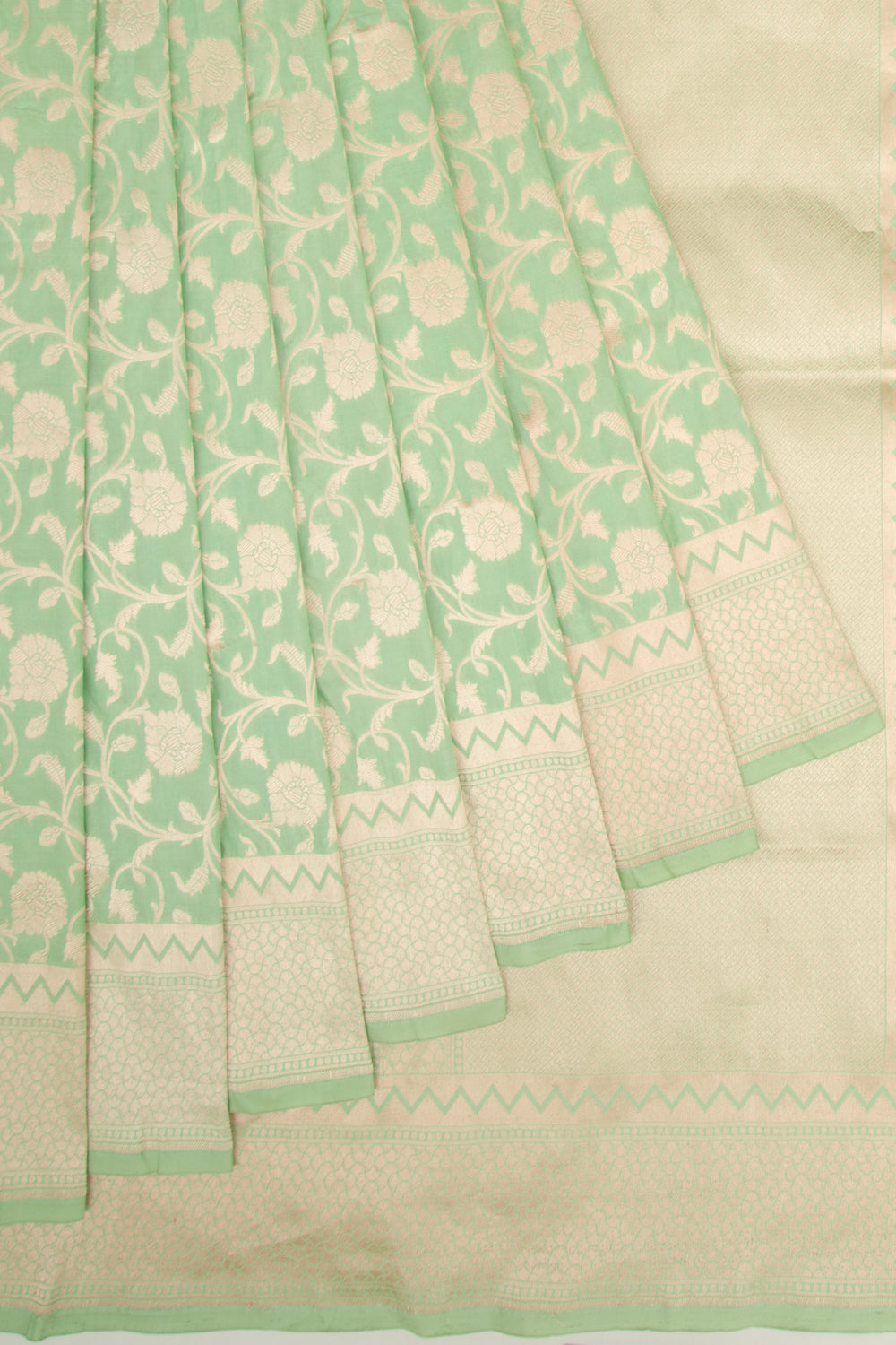 Banarasi Silk Jaal Pastel Green Saree