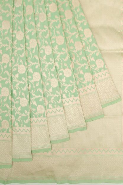 Banarasi Silk Jaal Pastel Green Saree