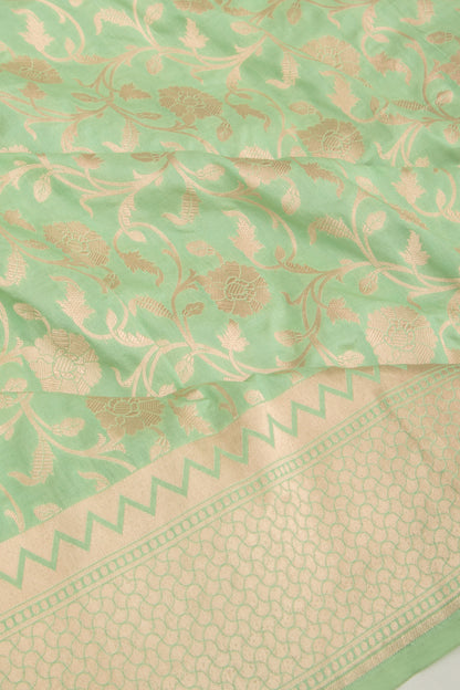 Banarasi Silk Jaal Pastel Green Saree