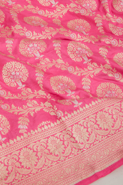 Banarasi Silk Jaal Pink Saree