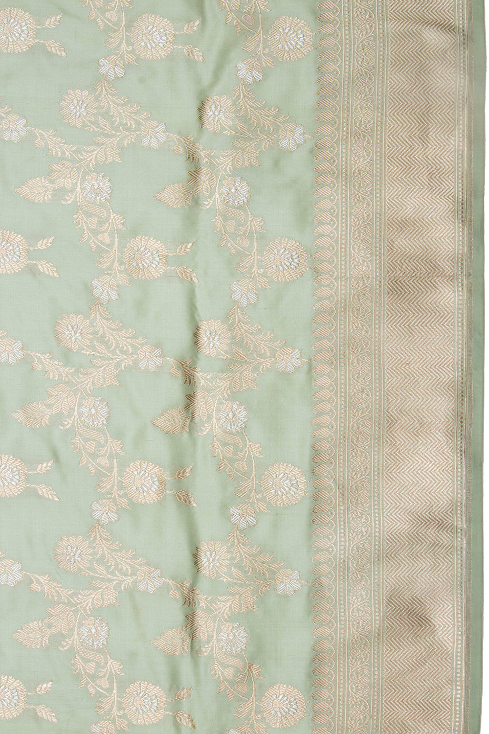 Banarasi Silk Kadwa Jaal Pastel Green Saree