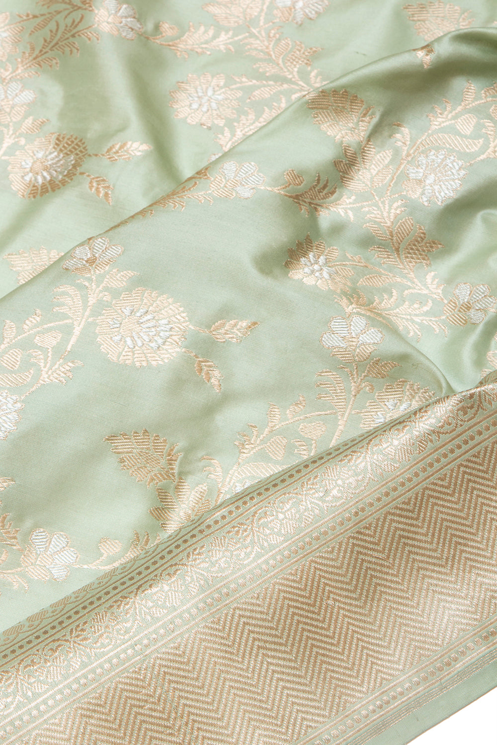 Banarasi Silk Kadwa Jaal Pastel Green Saree