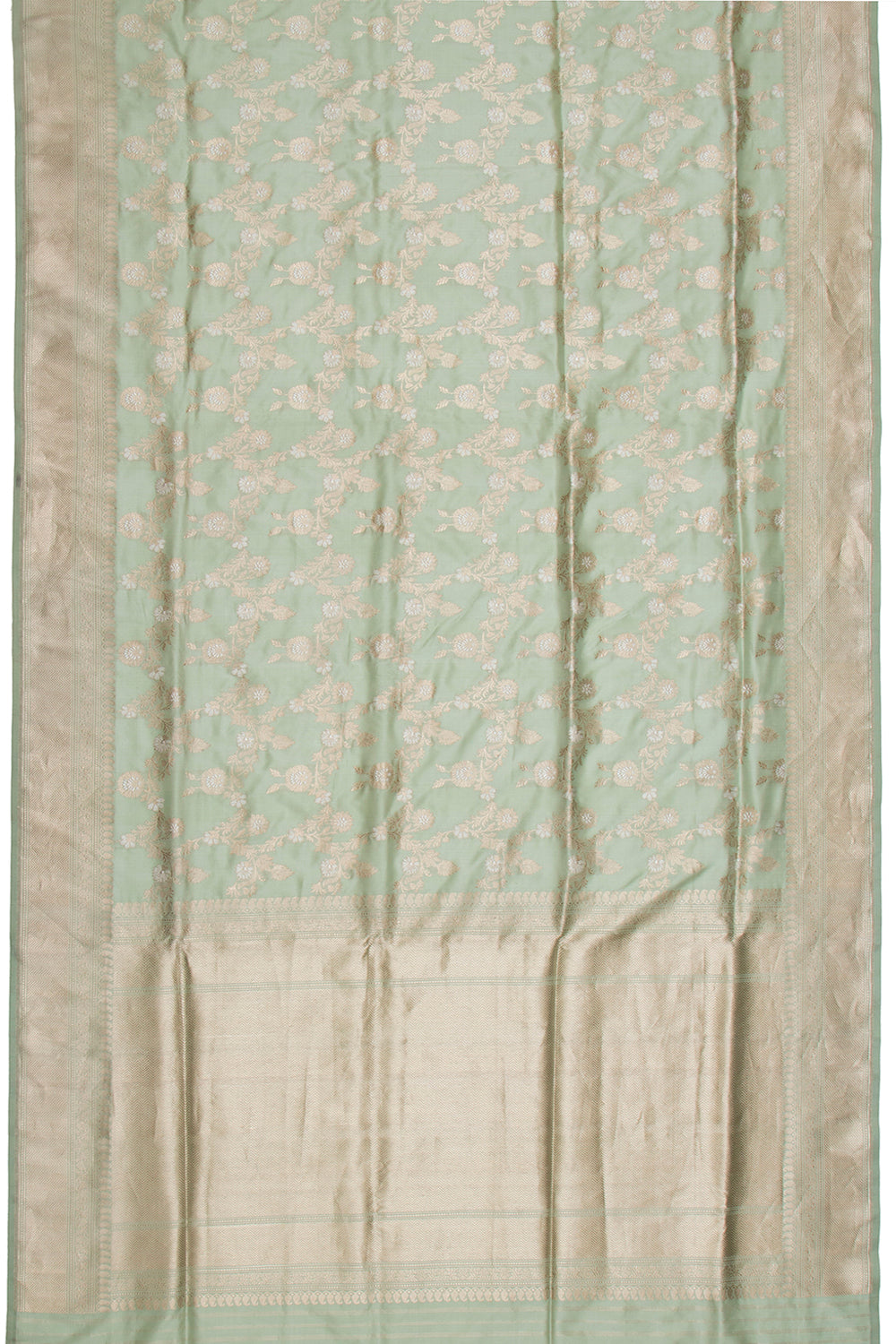 Banarasi Silk Kadwa Jaal Pastel Green Saree