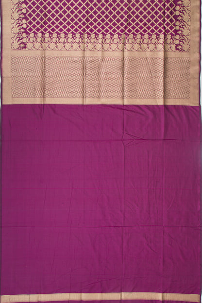 Banarasi Silk Criss Cross Checks Purple Saree