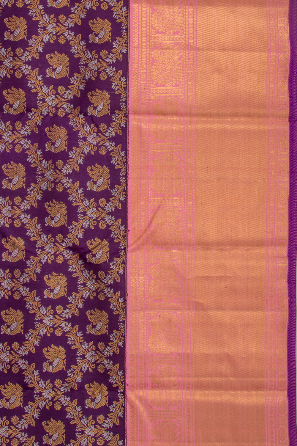 Kanchipuram Silk Jaal And Butta Purple Saree