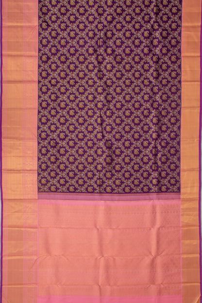 Kanchipuram Silk Jaal And Butta Purple Saree