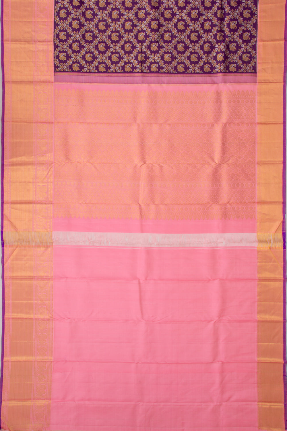 Kanchipuram Silk Jaal And Butta Purple Saree