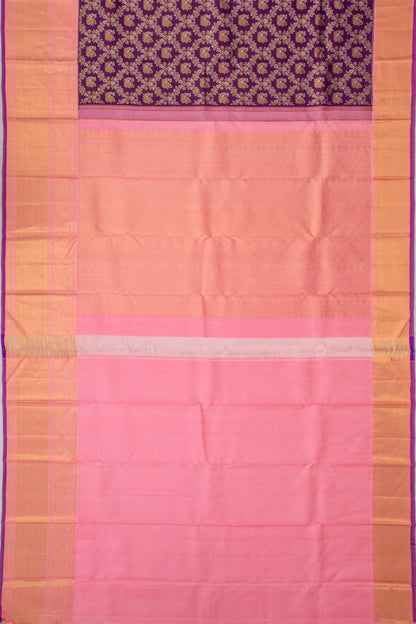 Kanchipuram Silk Jaal And Butta Purple Saree