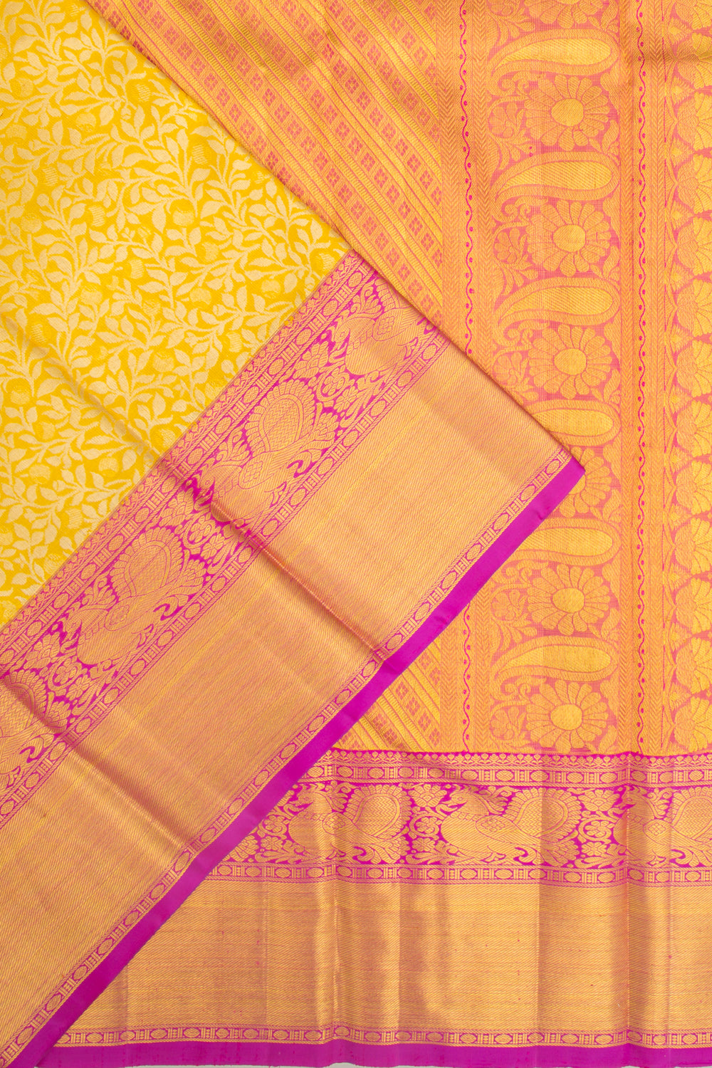 Kanchipuram Silk Tissue Jaal Gold Saree