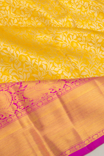 Kanchipuram Silk Tissue Jaal Gold Saree