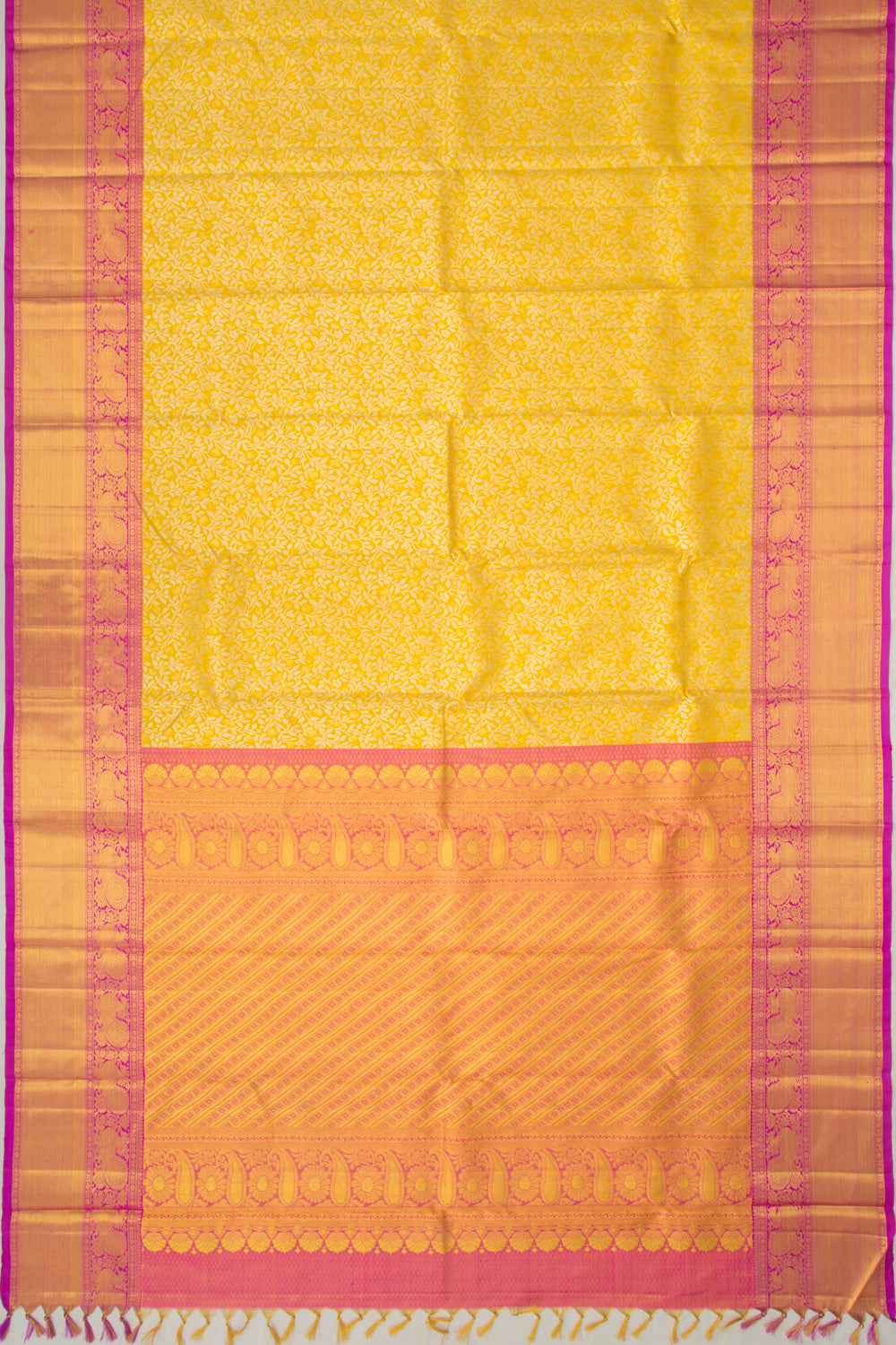Kanchipuram Silk Tissue Jaal Gold Saree