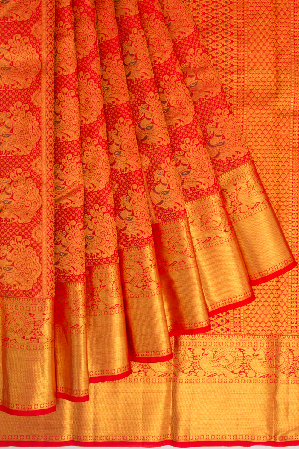 Taranga Kanchi Silk Brocade Red Saree
