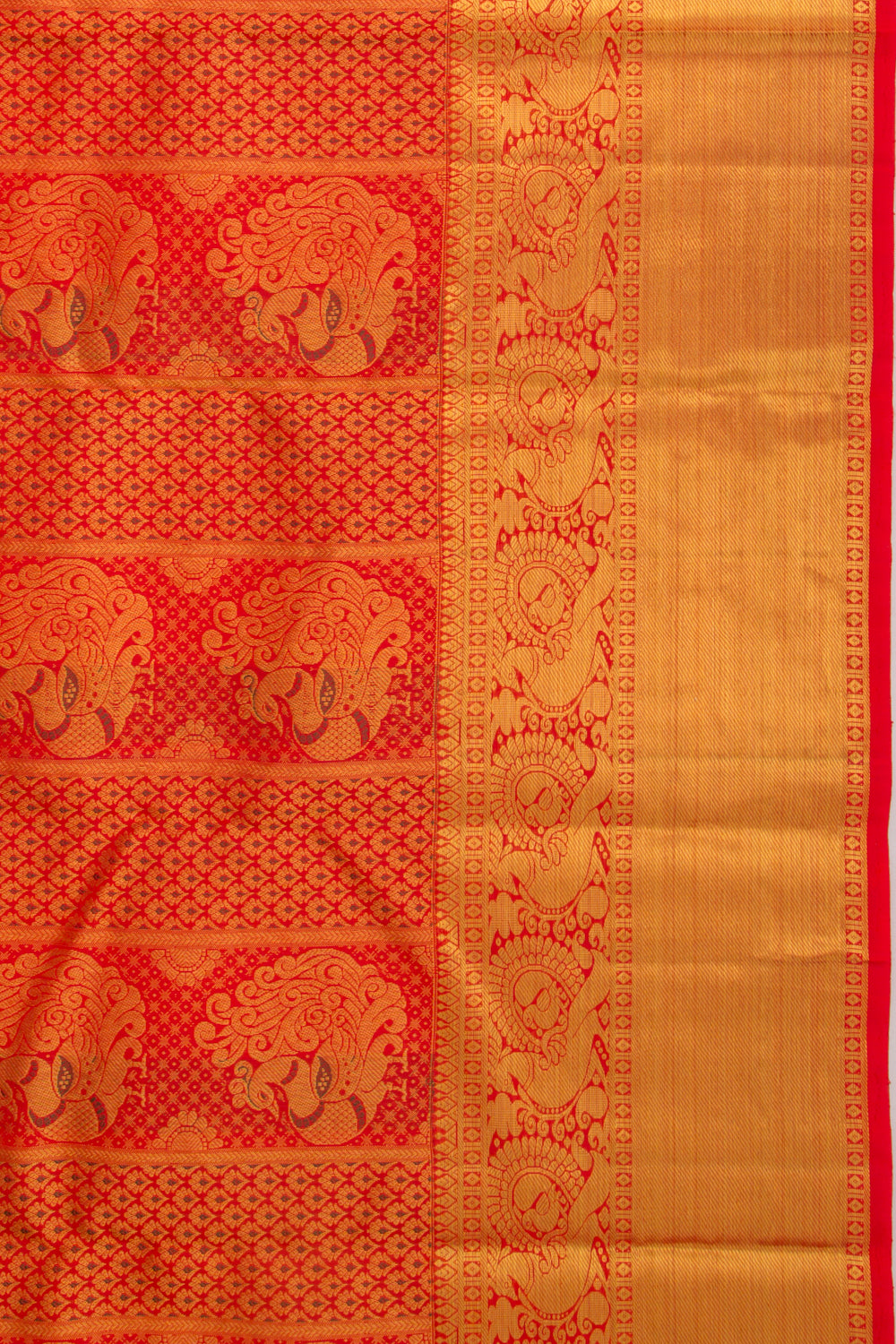 Taranga Kanchi Silk Brocade Red Saree