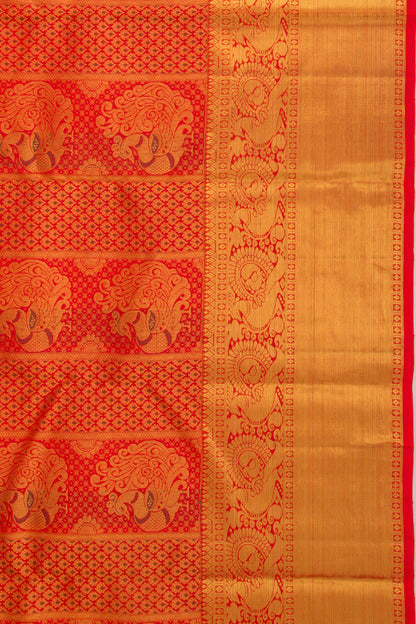 Taranga Kanchi Silk Brocade Red Saree
