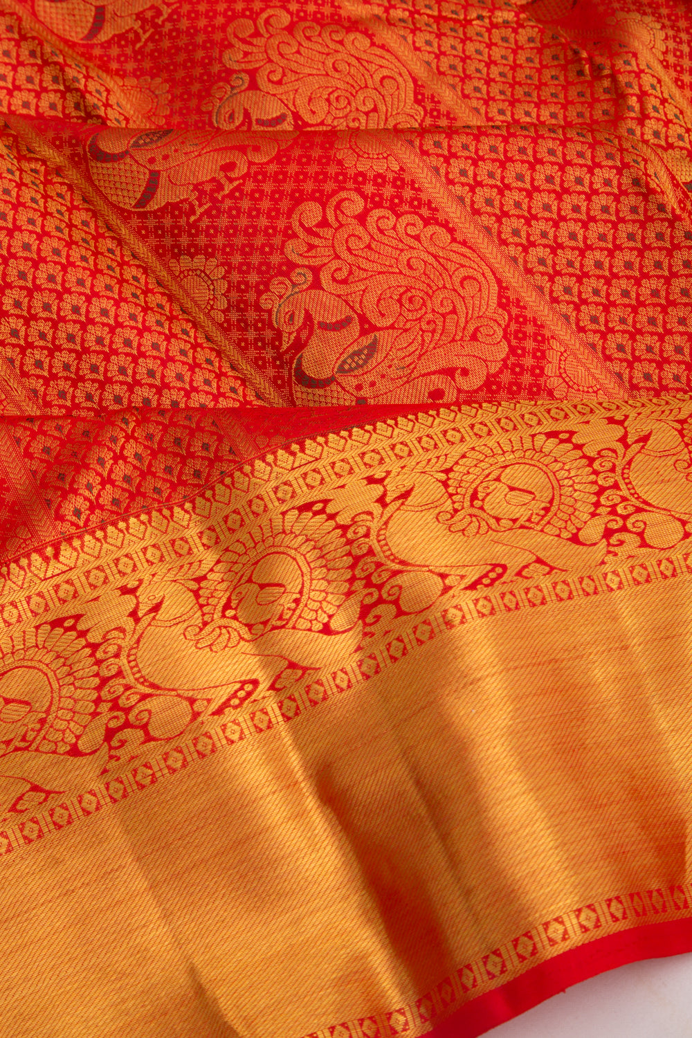 Taranga Kanchi Silk Brocade Red Saree