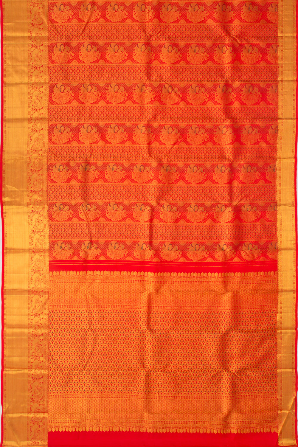 Taranga Kanchi Silk Brocade Red Saree