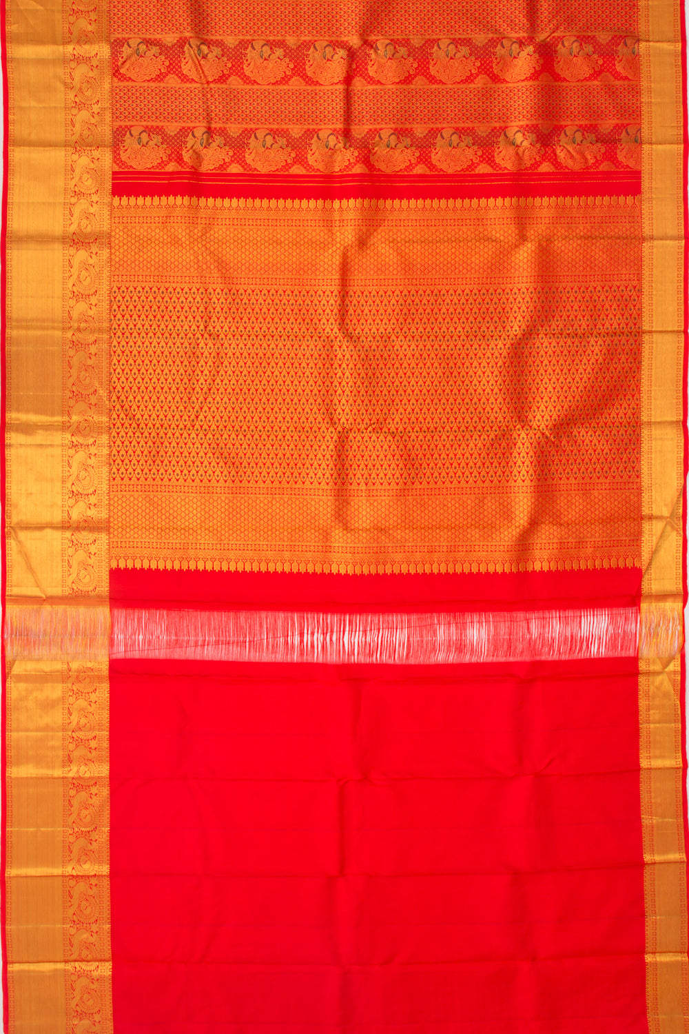 Taranga Kanchi Silk Brocade Red Saree