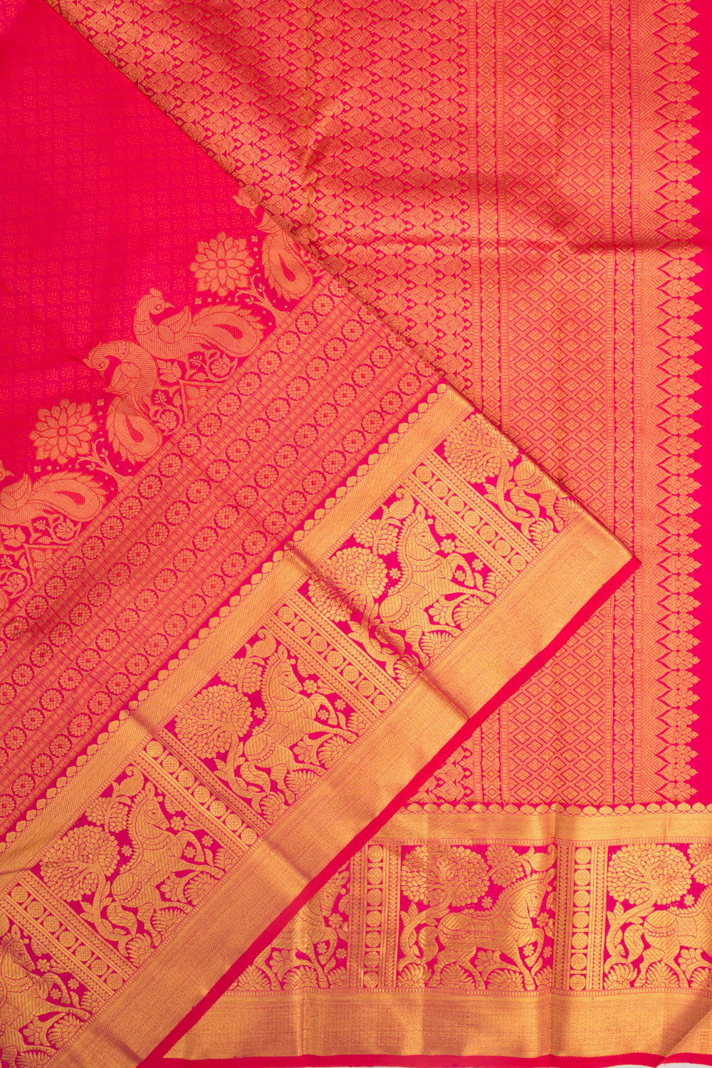 Kanchipuram Silk Jacquard Pink Saree