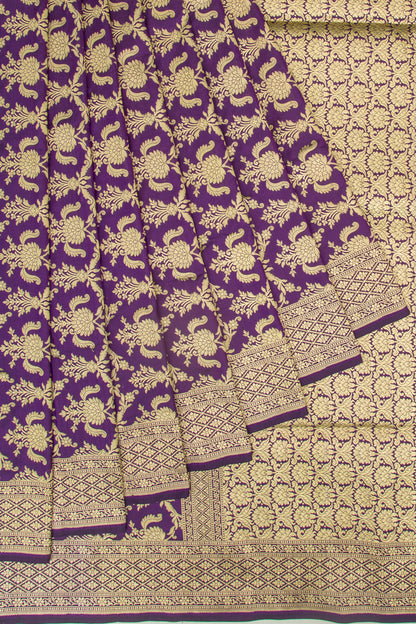 Banarasi Silk Brocade Purple Saree