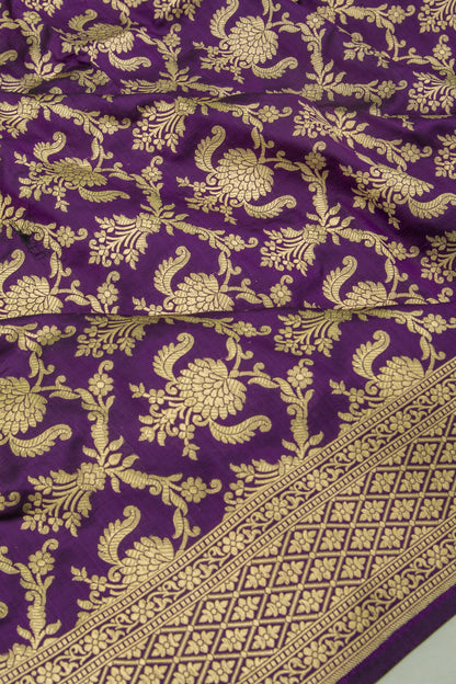 Banarasi Silk Brocade Purple Saree