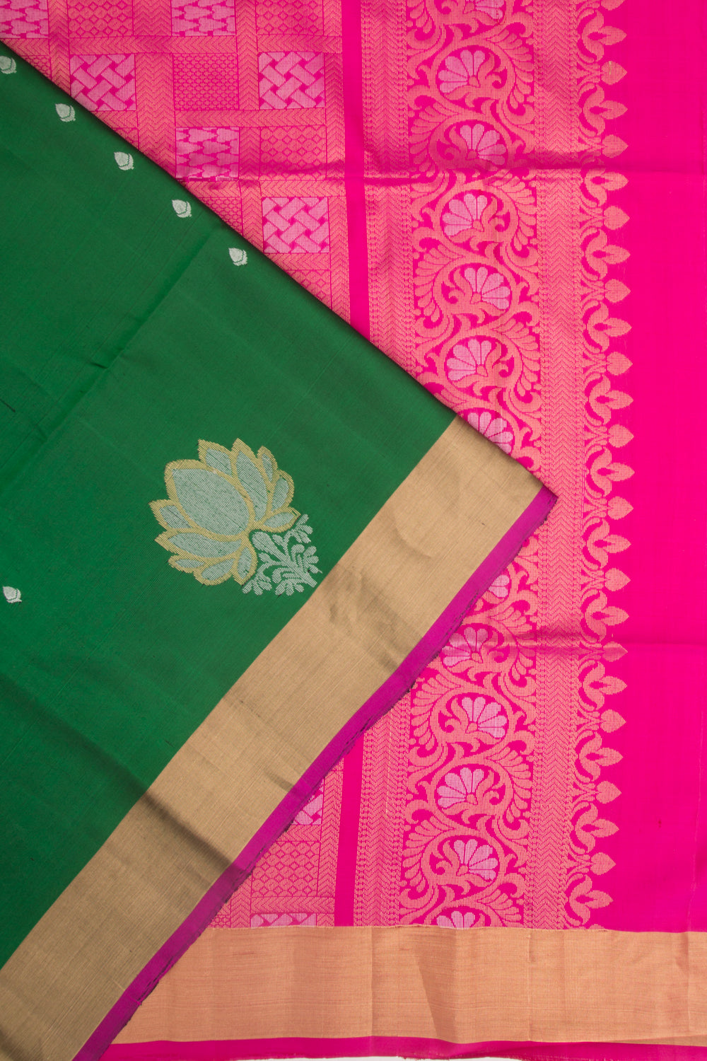 Coimbatore Soft Silk Butta Dark Green Saree