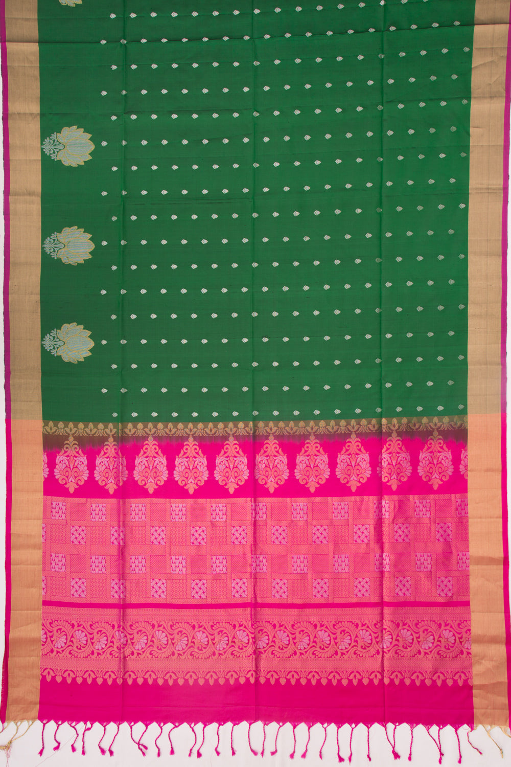 Coimbatore Soft Silk Butta Dark Green Saree