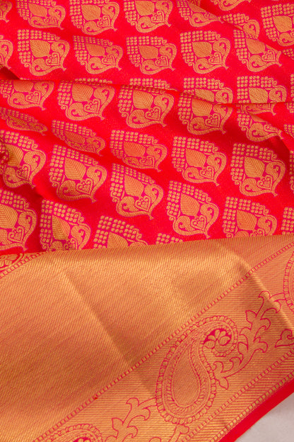 Taranga Kanchi Silk Brocade Tomato Red Saree