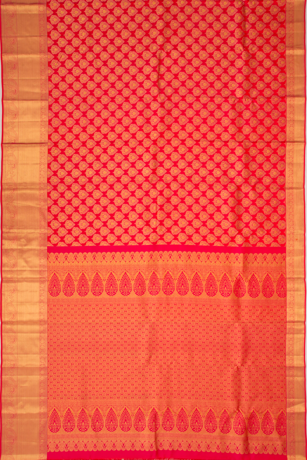 Taranga Kanchi Silk Brocade Tomato Red Saree