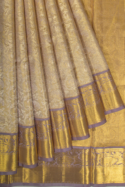 Kanchipuram Silk Tissue Jaal Lilac Saree