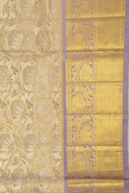 Kanchipuram Silk Tissue Jaal Gold Saree