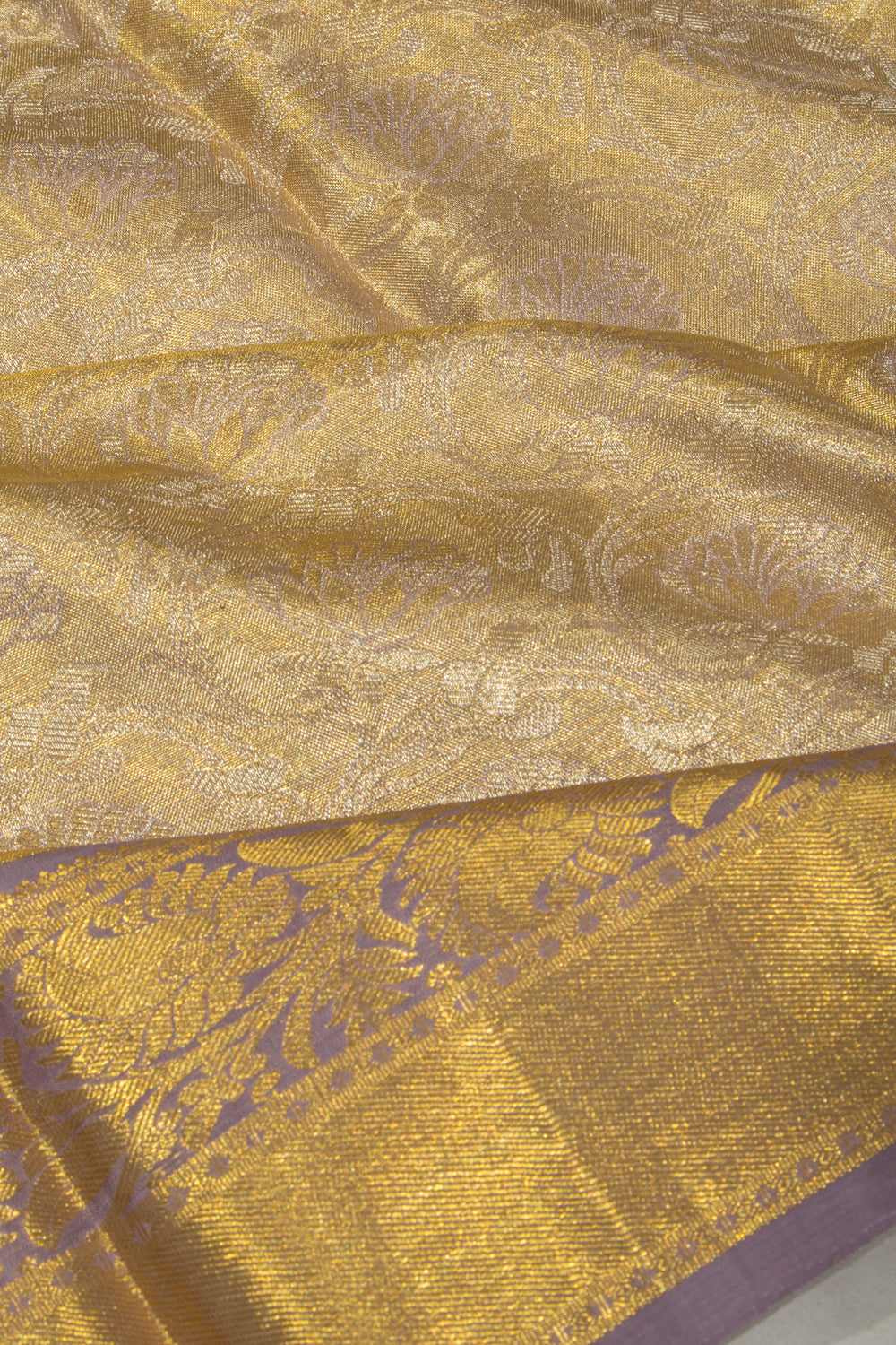 Kanchipuram Silk Tissue Jaal Gold Saree