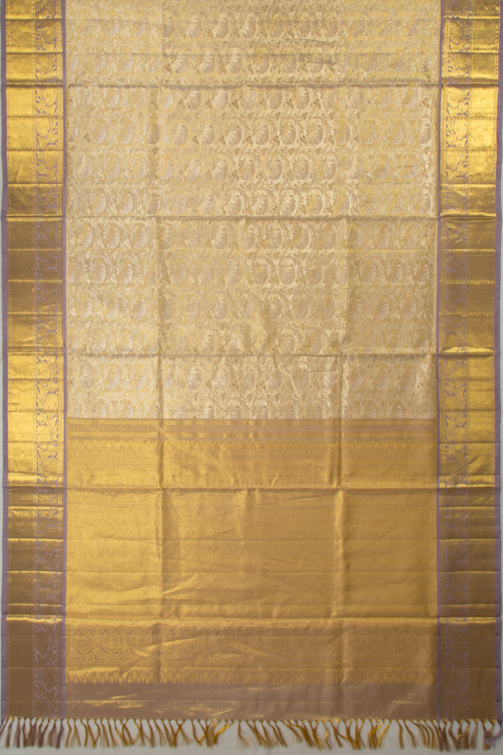 Kanchipuram Silk Tissue Jaal Lilac Saree