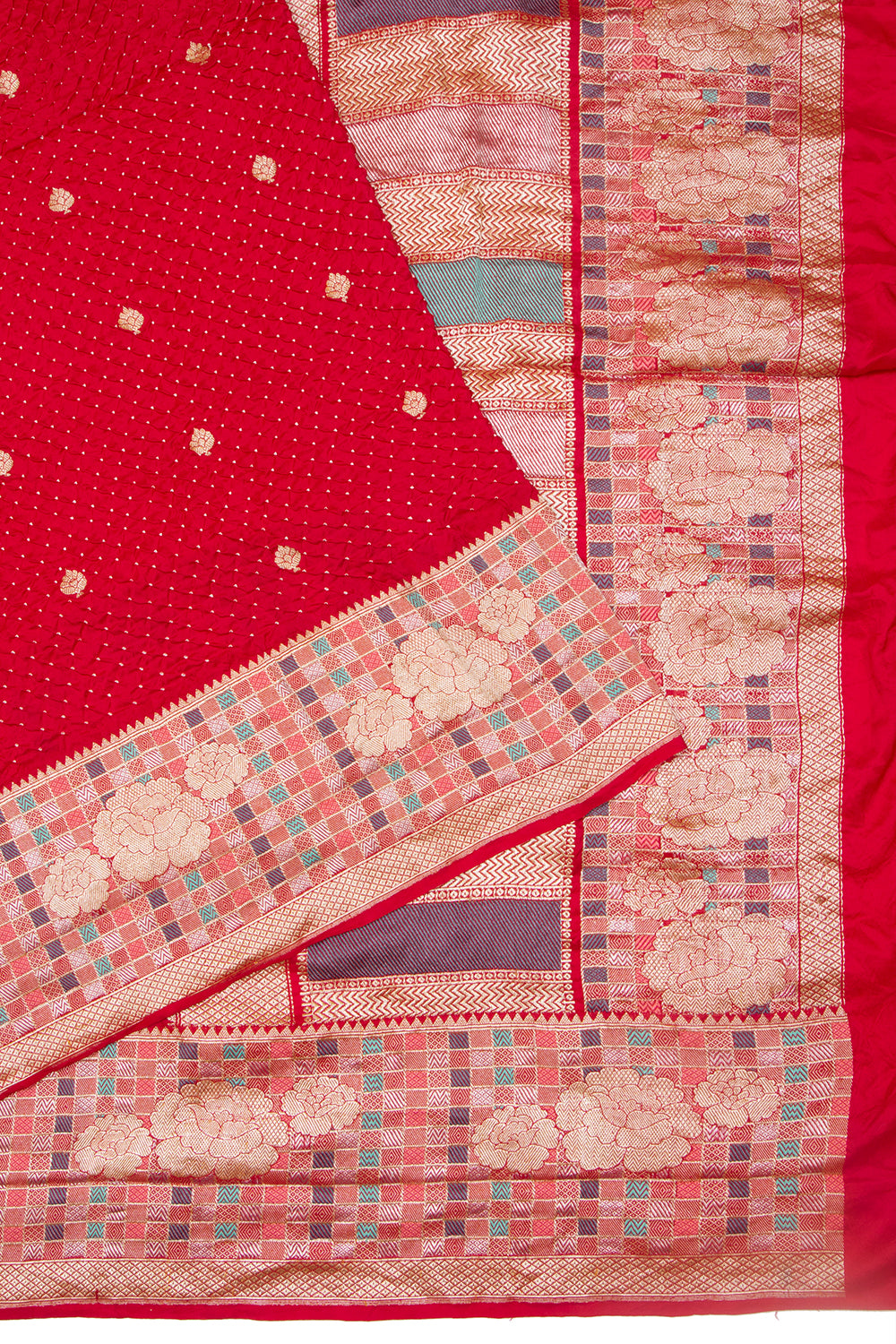 Banarasi Tussar Butta Red Saree