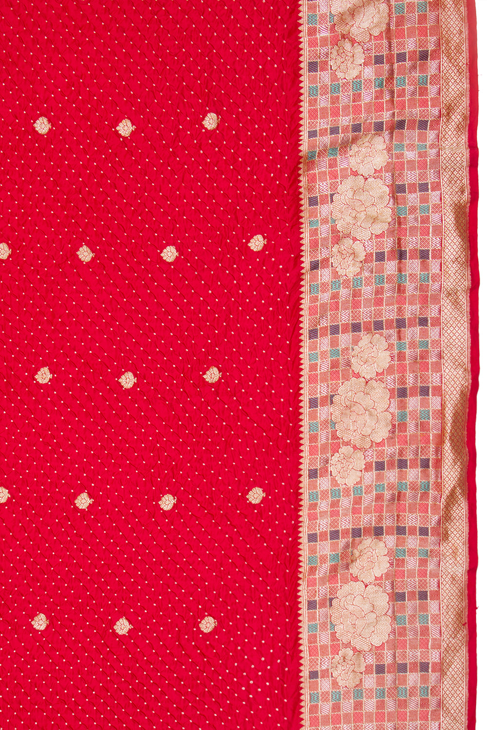 Banarasi Tussar Butta Red Saree