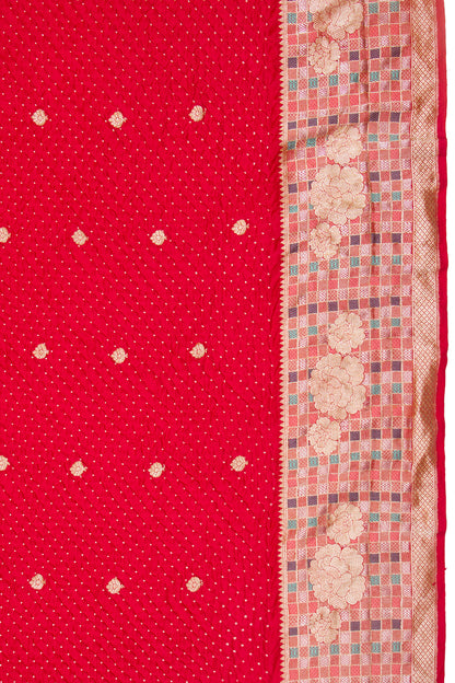 Banarasi Tussar Butta Red Saree