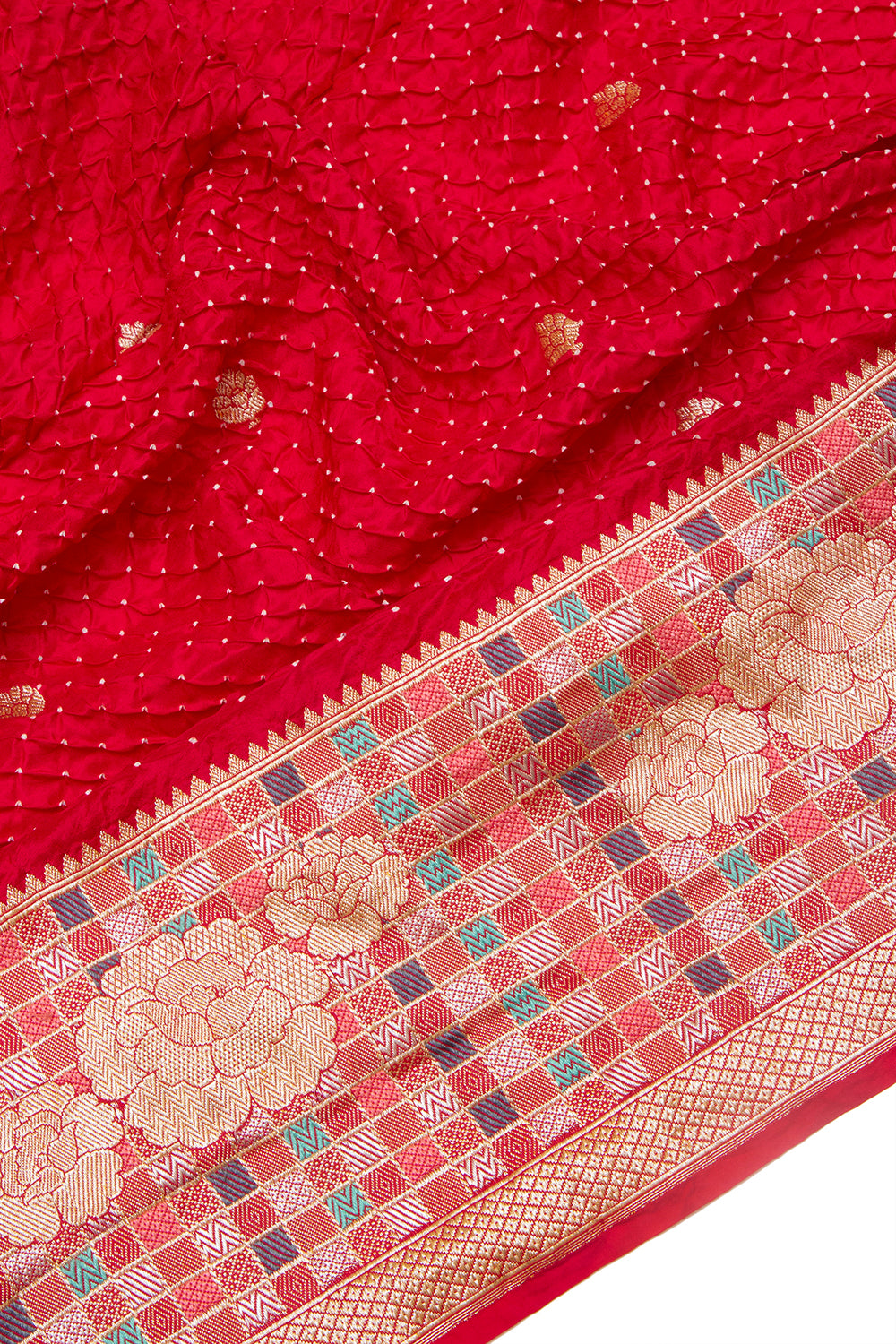 Banarasi Tussar Butta Red Saree