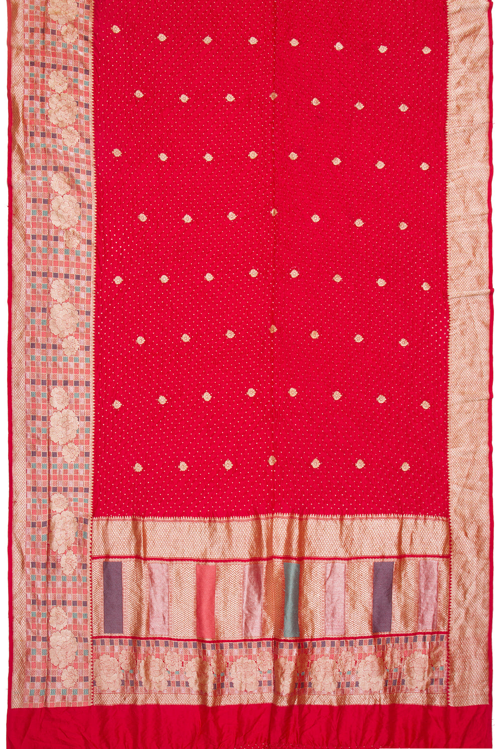 Banarasi Tussar Butta Red Saree