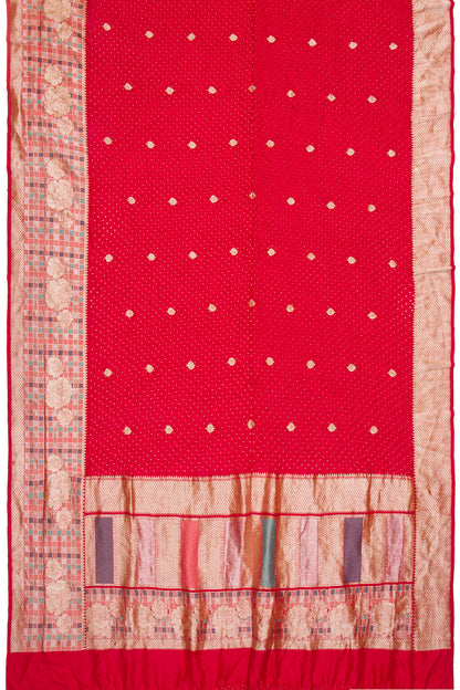 Banarasi Tussar Butta Red Saree