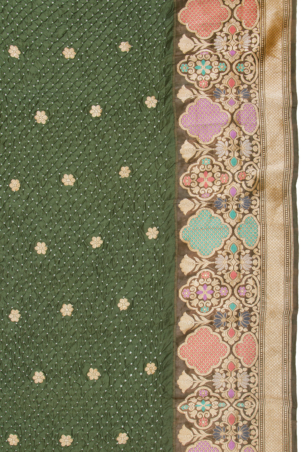 Banarasi Tussar Butta Green Saree